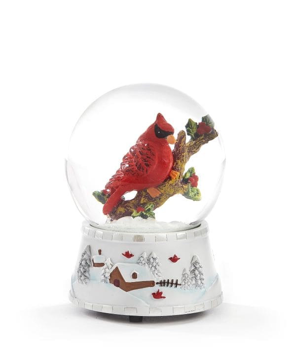 4" Musical Snow Globe with Cardinals