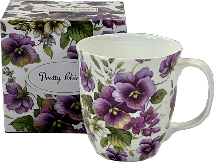Pretty Chintzy - Purple Pansies Java Mug