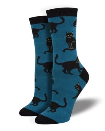 "Black Cat" Women's Bamboo Novelty Crew Socks by Socksmith