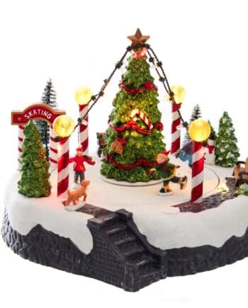 7" Musical LED Lighted Ice Rink with Trees Table Decor