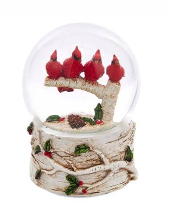 100MM Musical Cardinals Sitting on Tree Branch Water Globe