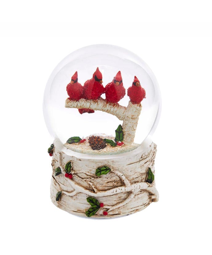 100MM Musical Cardinals Sitting on Tree Branch Water Globe