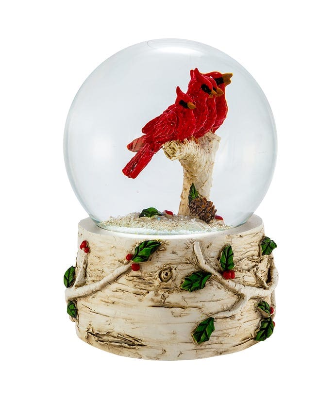 100MM Musical Cardinals Sitting on Tree Branch Water Globe