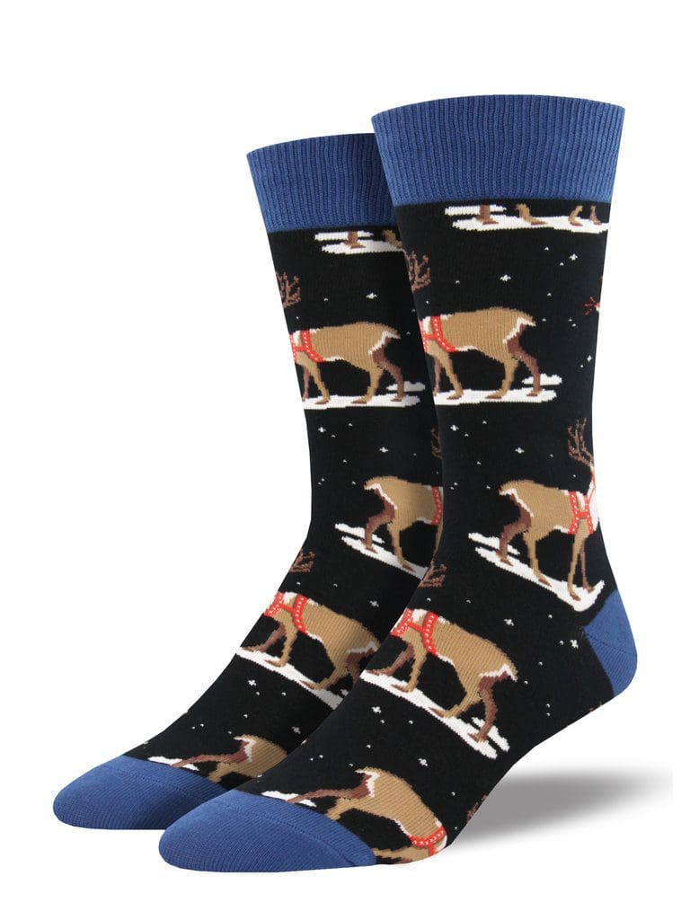 "Winter Reindeer" Men's Novelty Crew Socks by Socksmith