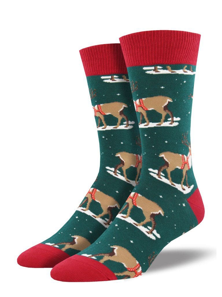 "Winter Reindeer" Men's Novelty Crew Socks by Socksmith