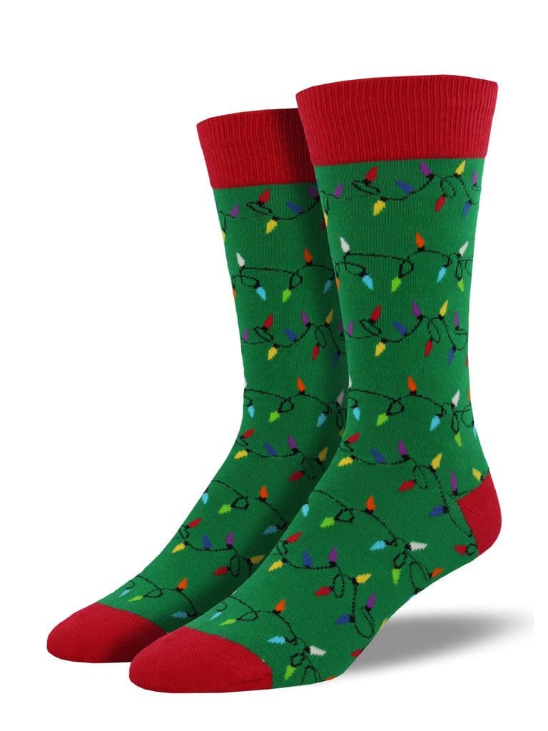 "Christmas Lights" Men's Novelty Crew Socks by Socksmith
