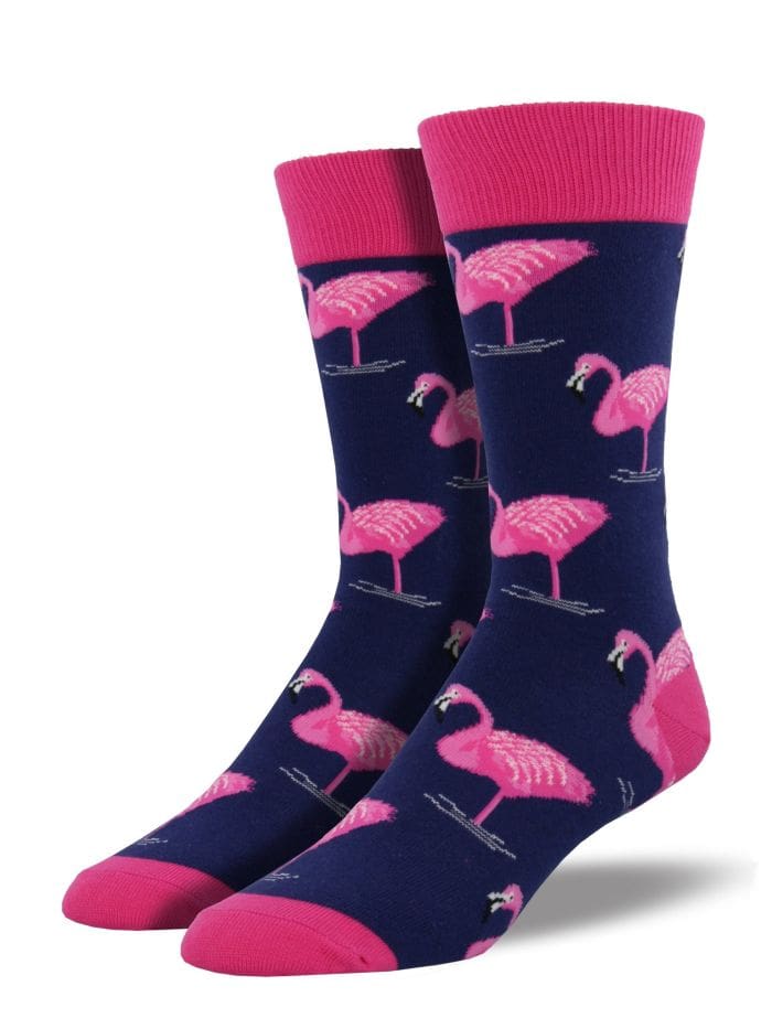 "Flamingo" Men's Novelty Crew Socks by Socksmith