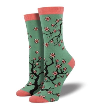 "Cherry Blossoms" Bamboo Women's Novelty Crew Socks by Socksmith