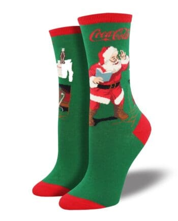 "Classic Coke Santa" Coca-Cola Women's Novelty Crew Socks by Socksmith