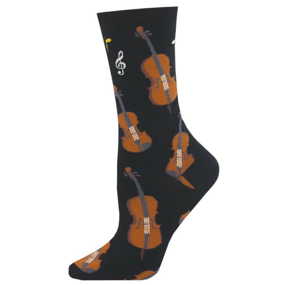 "Strings" Violin Women's Novelty Crew Socks by Socksmith