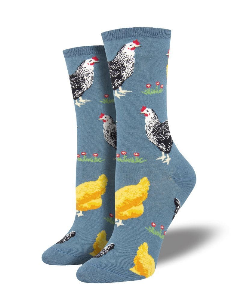 "Bock Bock" Chickens Women's Novelty Crew Socks by Socksmith