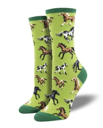 "Joy Ride" Horses Women's Novelty Crew Socks by Socksmith