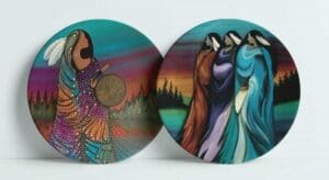 "Three Sisters & Aurora Drummer" 7.5 inch Indigenous Collection Signature Plates Box Set