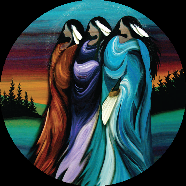 "Three Sisters & Aurora Drummer" 7.5 inch Indigenous Collection Signature Plates Box Set