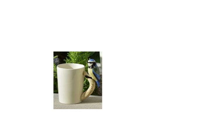 "European Blue Tit" 13.5 oz. White Ceramic Mug with Songbird Design
