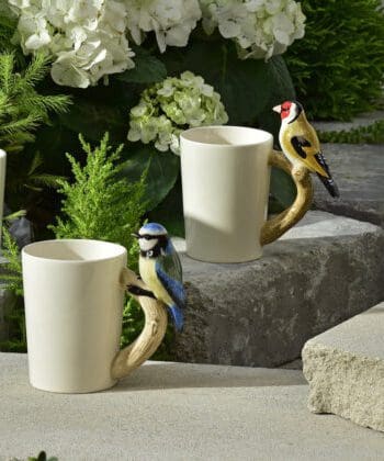 13.5 oz. White Ceramic Mug with Songbird Design