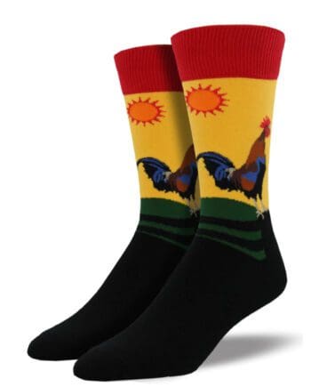 "Early Riser" Rooster Men's Novelty Crew Socks