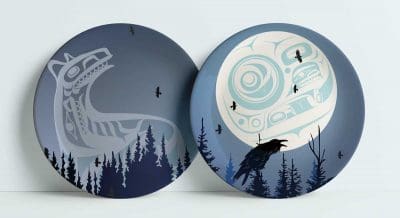 "Raven Moon & Wolf Spirit" 7.5 inch Indigenous Collection Signature Plates Box Set