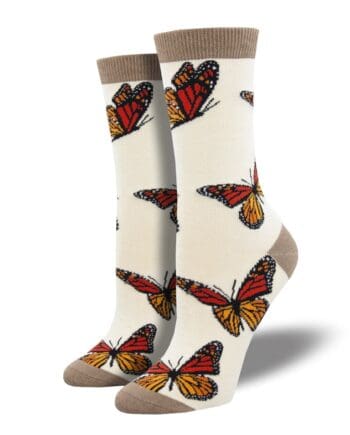 "Monarchy" Bamboo Women's Novelty Crew Socks Ivory