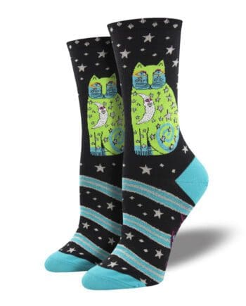 "Celestial Moon Cat" Laurel Burch Women's Novelty Crew Socks