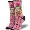 "Maya Cat" Laurel Burch Women's Novelty Crew Socks Pink