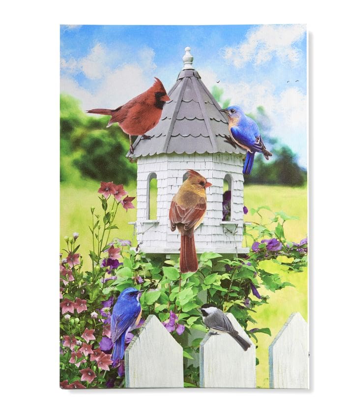23.6" x 15.8" LED Birdhouse Wall Art Canvas Print with Timer