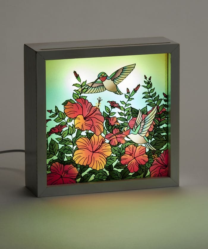 6"x6"x2" Hummingbird Floral LED Light Box