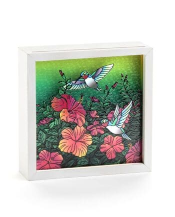 6"x6"x2" Hummingbird Floral LED Light Box