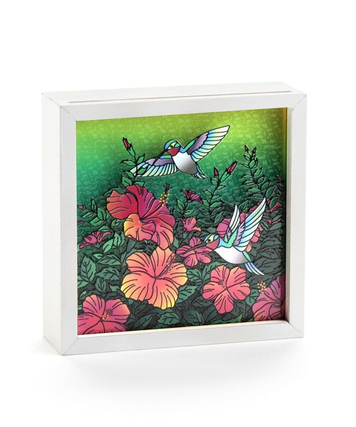 6"x6"x2" Hummingbird Floral LED Light Box