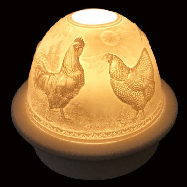 5" Roosters Candle Dome Light with Candle Plate