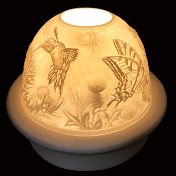 5" Butterfly & Hummingbird Candle Dome Light with Candle Plate