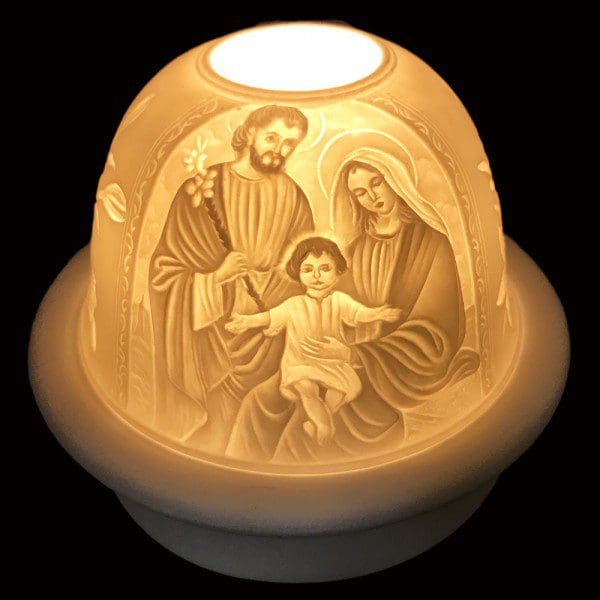 5" Holy Family Candle Dome Light with Candle Plate