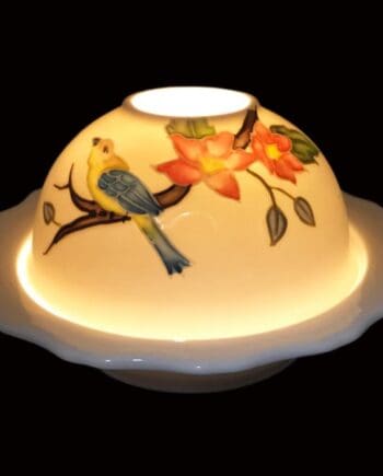 5.25" Hand Painted Bird & Flower Dome Light with LED Base