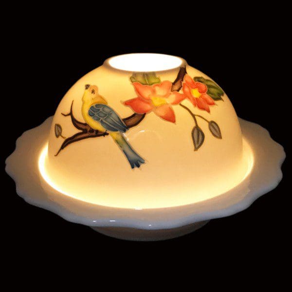 5.25" Hand Painted Bird & Flower Dome Light with LED Base