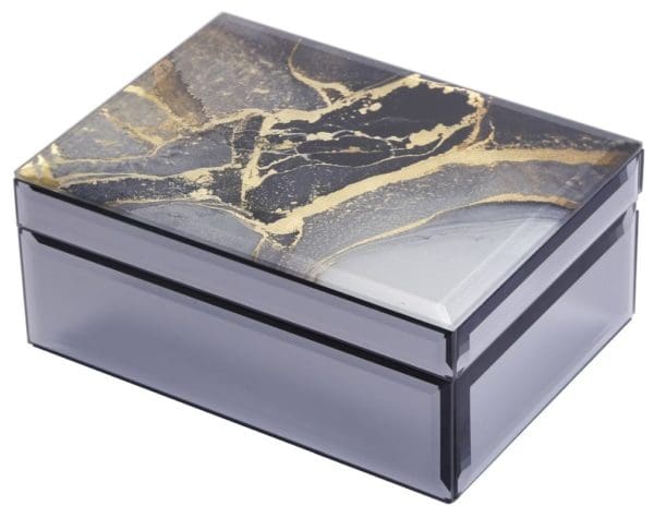 Agate Design 7" x 5" Glass Jewelry Box