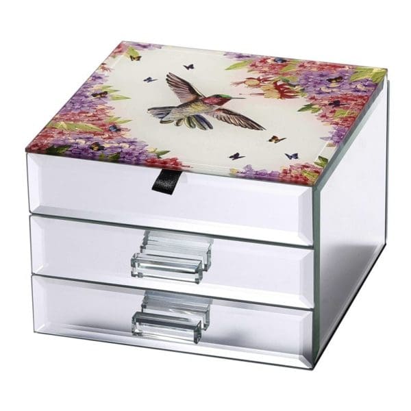 Spirit of Summer Hummingbird 6" x 6" Jewelry Box with 3 Tiers