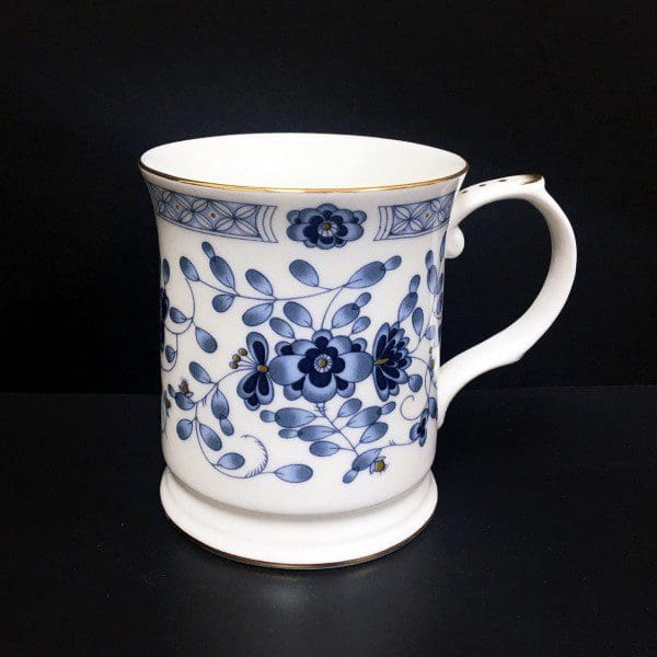 14 oz. Porcelain Mug with Blue Floral Design
