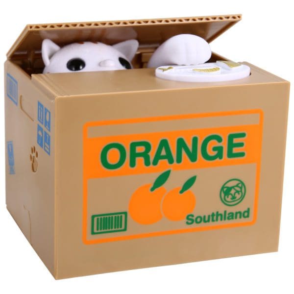 Cat Orange Box Piggy Bank