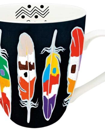 Up and Down Feathers Art Mug by Indigenous Artist John Balloue