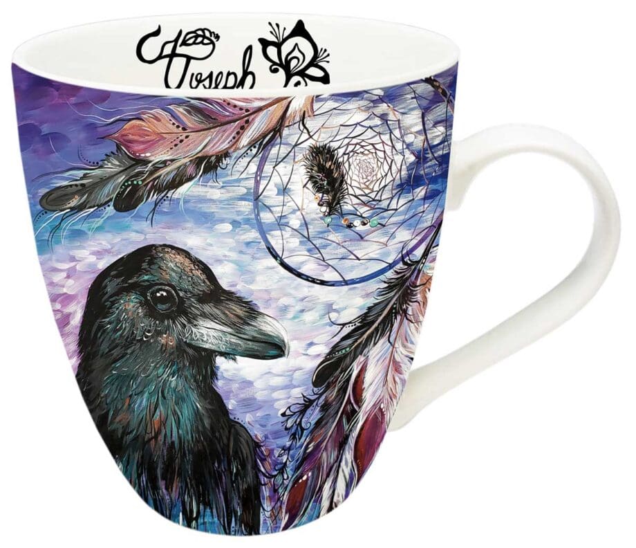 Raven Dream Catcher Art Mug by Indigenous Artist Carla Joseph