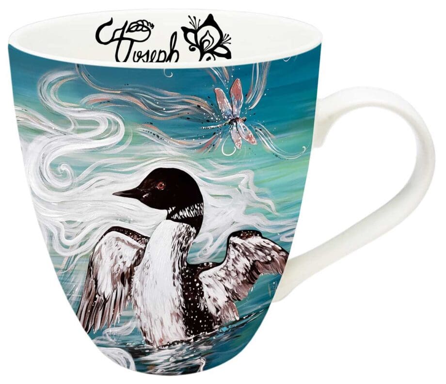 Loon with Dragonfly Art Mug by Indigenous Artist Carla Joseph