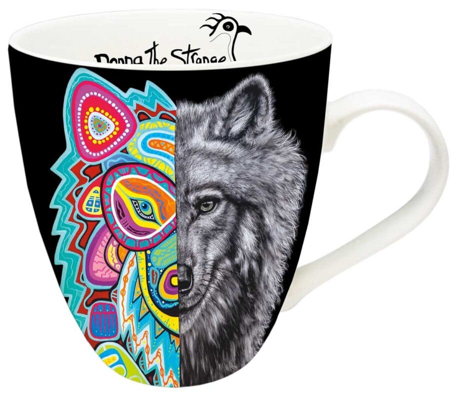 Thaddeus Wolf Art Mug by Indigenous Artist Donna "The Strange" Langhorne
