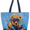 Spring Already Grizzly Bear 20" x 15" Art Tote Bag by Indigenous Artist Micqaela Jones