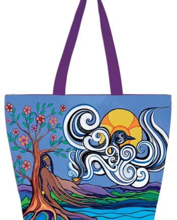 Prayers By The Lake 20" x 15" Art Tote Bag by Indigenous Artist Pam Cailloux