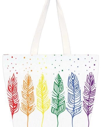 Pride Feathers 20" x 15" Art Tote Bag by Indigenous Artist Patrick Hunter