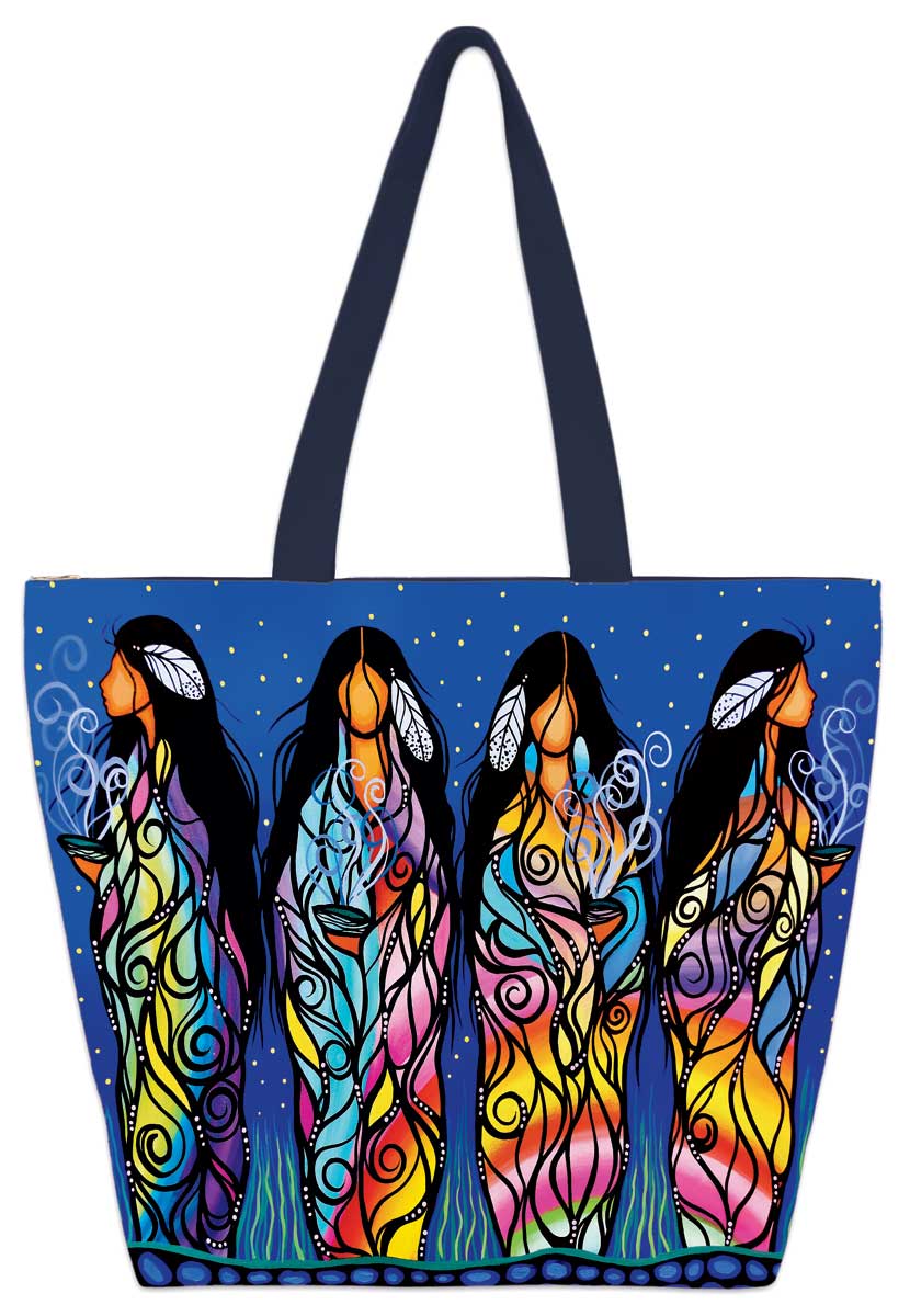 Bringing Good Medicine 20" x 15" Art Tote Bag by Indigenous Artist Jackie Traverse