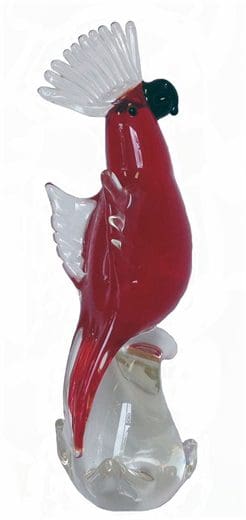 9.75" Red parrot blown glass figurine