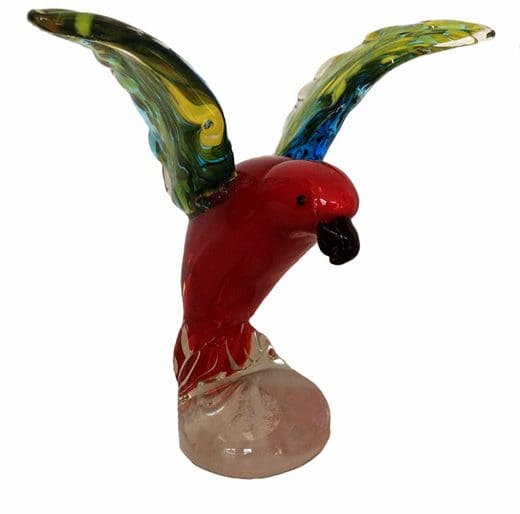 6.5" red & blue eagle blown glass figurine