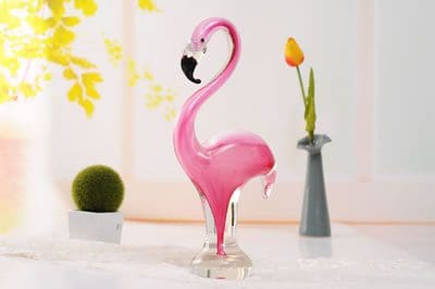 12.5" pink flamingo blown glass figurine
