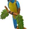 3.5" Blue Throated Macaw Sitting on Branch Crystal Studded Jewelry Trinket Box